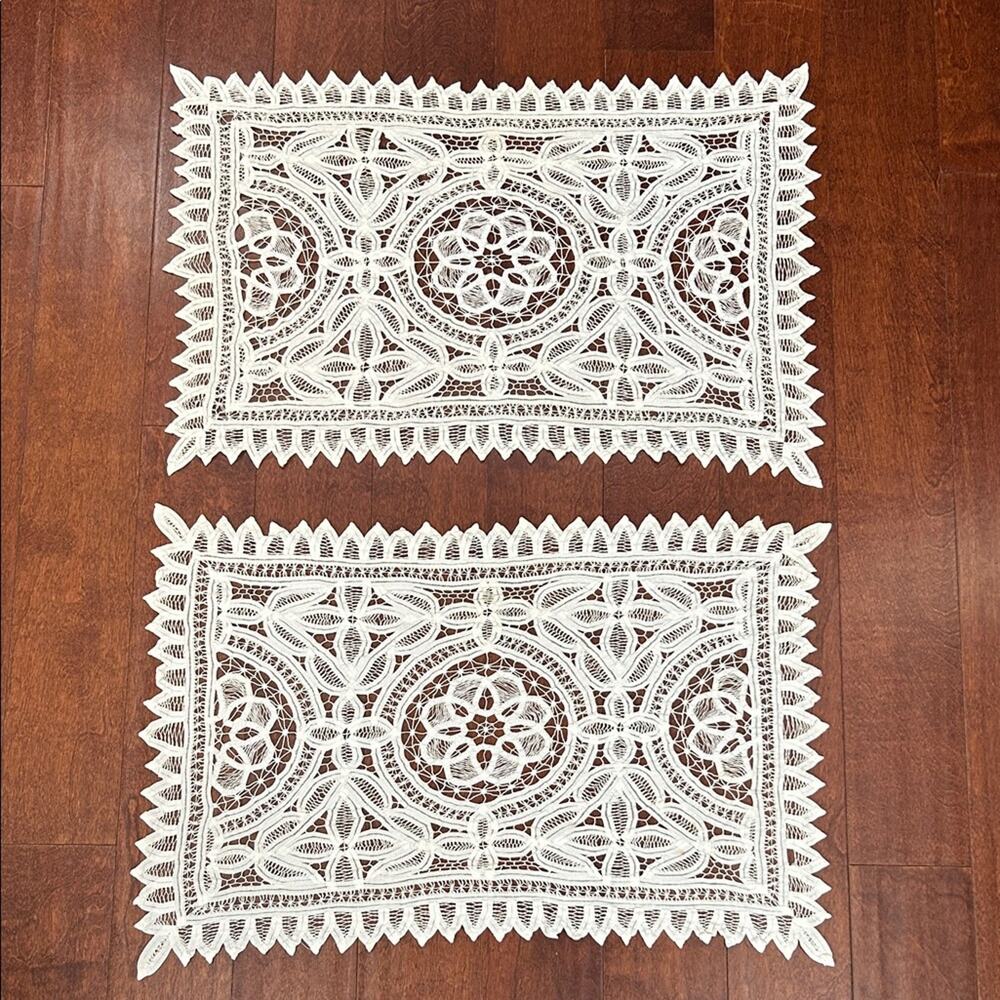 Vintage Intricate Cream Lace Placemats or Table Runners, Cottagecore Feminine